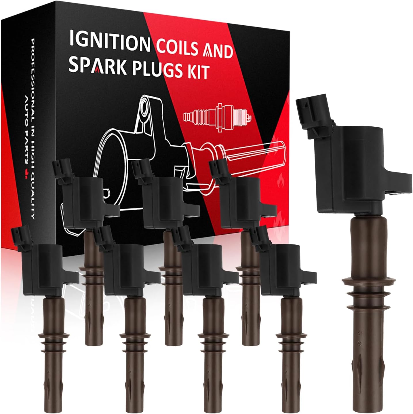 SCITOO Ignition Coils fit for Mercury for Mountaineer 4.6L 2008-2010 for Lincoln Navigator 5.4L 2008 for Lincoln Mark LT 5.4L 2008 for Ford Expedition 5.4L 2008-2014 DG521 8pcs Ignition Coils