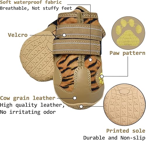 Miniatura 20 de XSY&G Botas para perro, zapatos impermeables para perros, botines para perros con suela antideslizante reflectante resistente y antideslizante