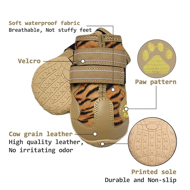 Foto 4 de 7 de XSY&G Botas para Perro, Zapatos Impermeables para Perro, Botines para Perro con Tiras Reflectantes