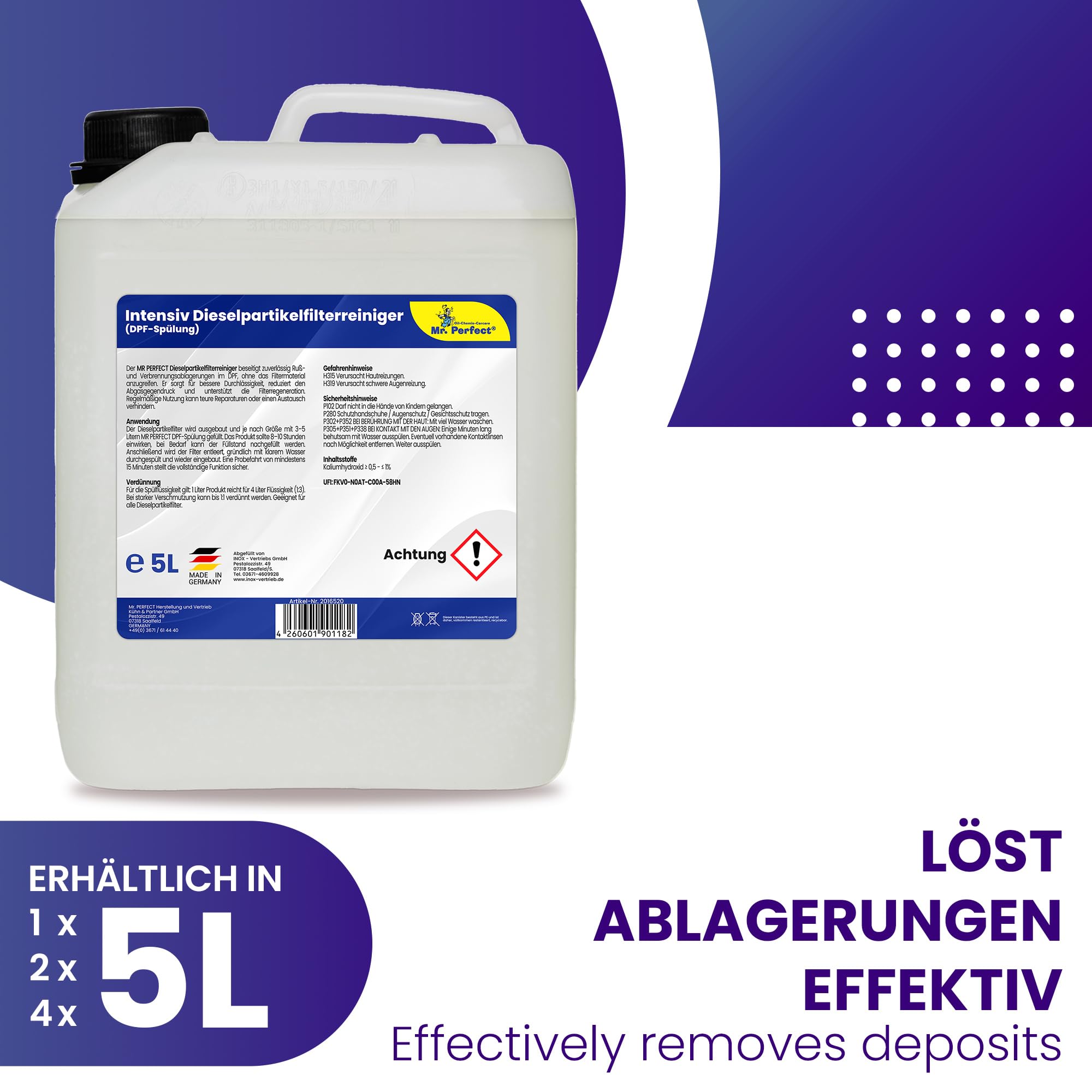 Mr. Perfect® Rinçage intensif du filtre à particules diesel, 1L - Nettoyant pour filtre à particules pour moteurs diesel DPF