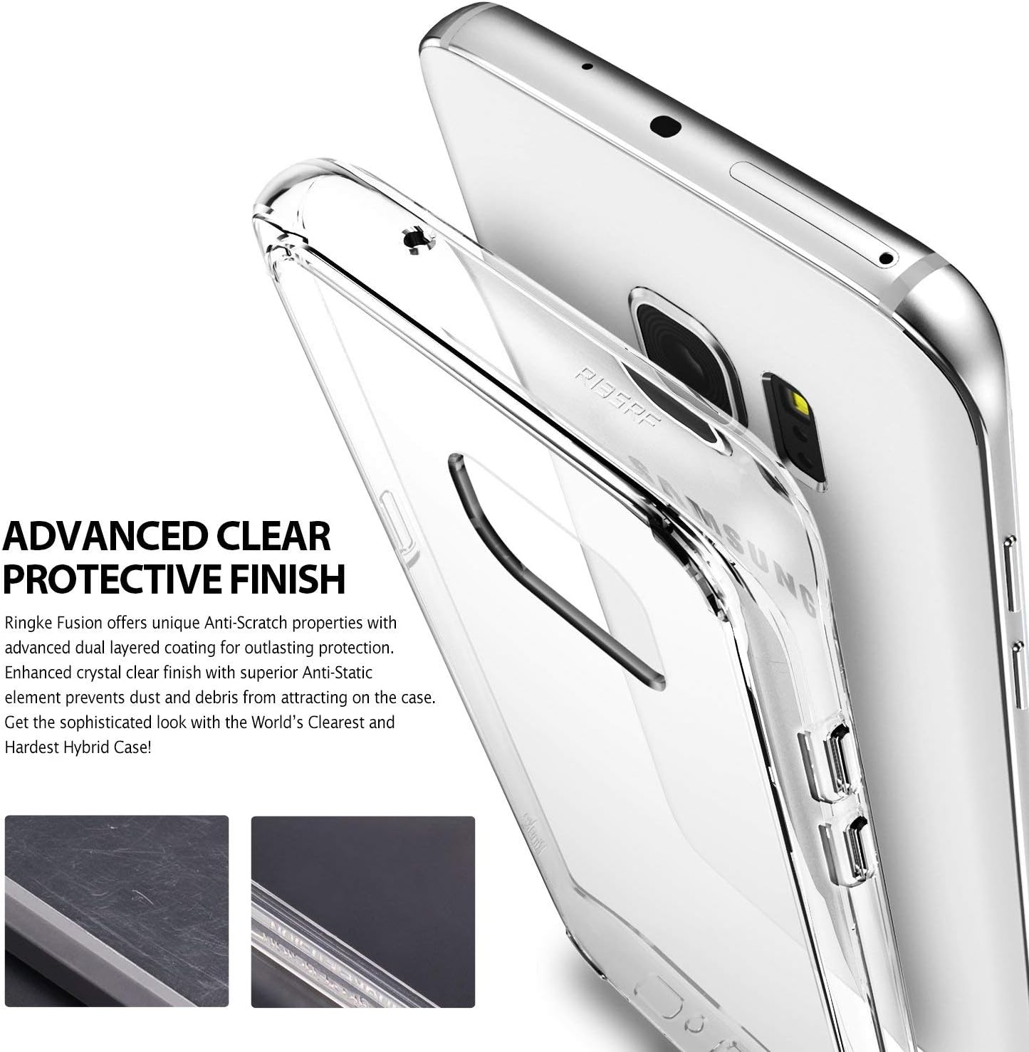 Ringke Fusion Compatible with Galaxy S7 Edge Case Crystal PC Back Drop Protection Cover - Clear