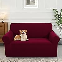 Vista 39 de Funda elástica para sofá, lavable, protector de muebles con espuma antideslizante y parte inferior elástica para niños, perros (sofá biplaza/beige)