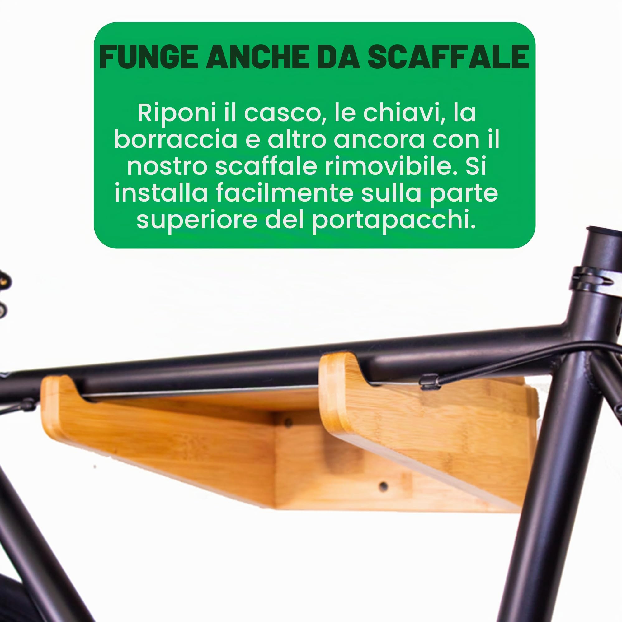 Supporto da parete per biciclette | Portabici da interno COR Portabici in bambù con ripiano rimovibile