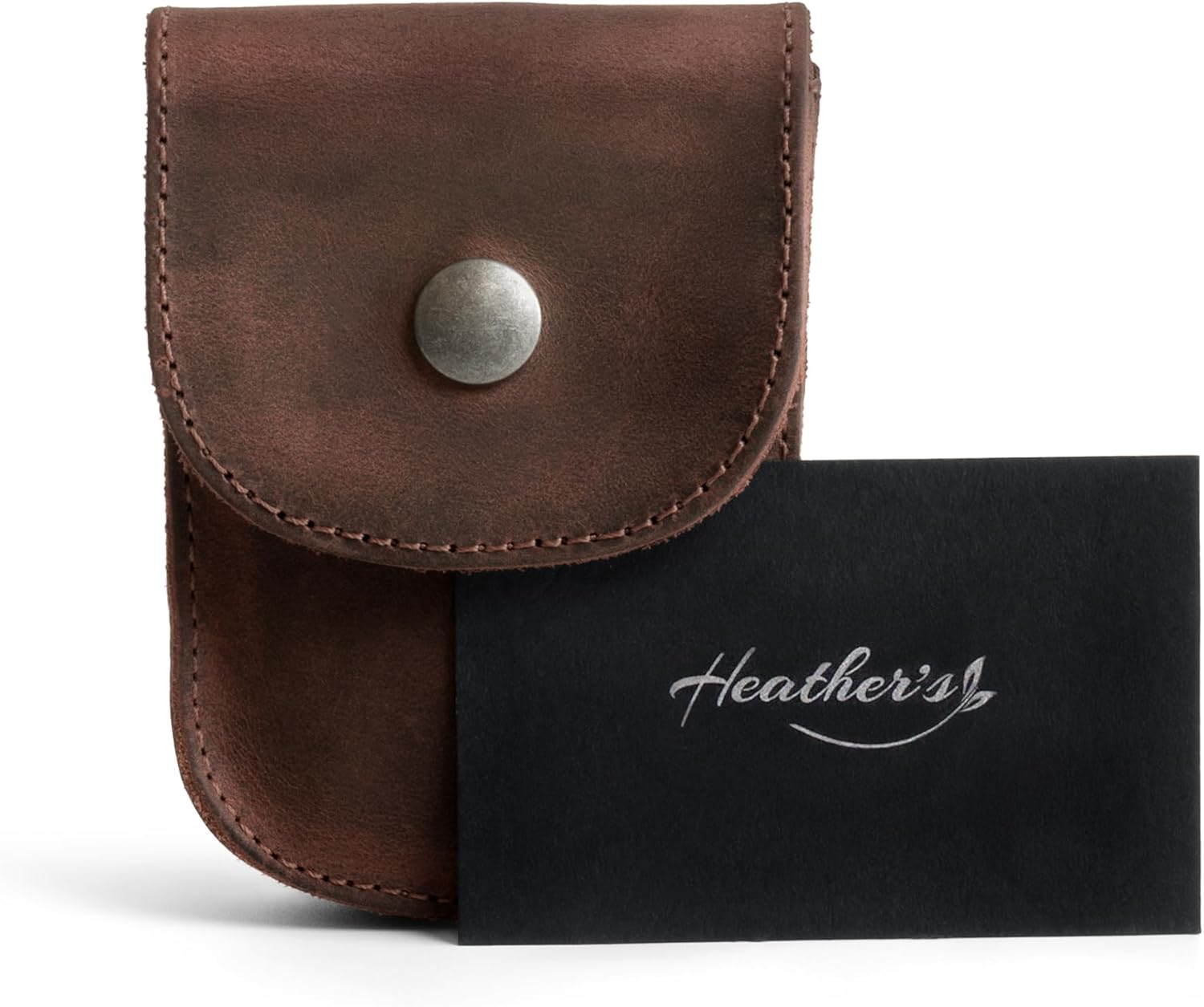 Heather's, Holster Pouch, Durable Waist Bag for Coins, Change, Headphones, Personal Items, Conveniently Attaches to Belt, Full Grain Leather, Handmade, Bourbon Brown - Image 5