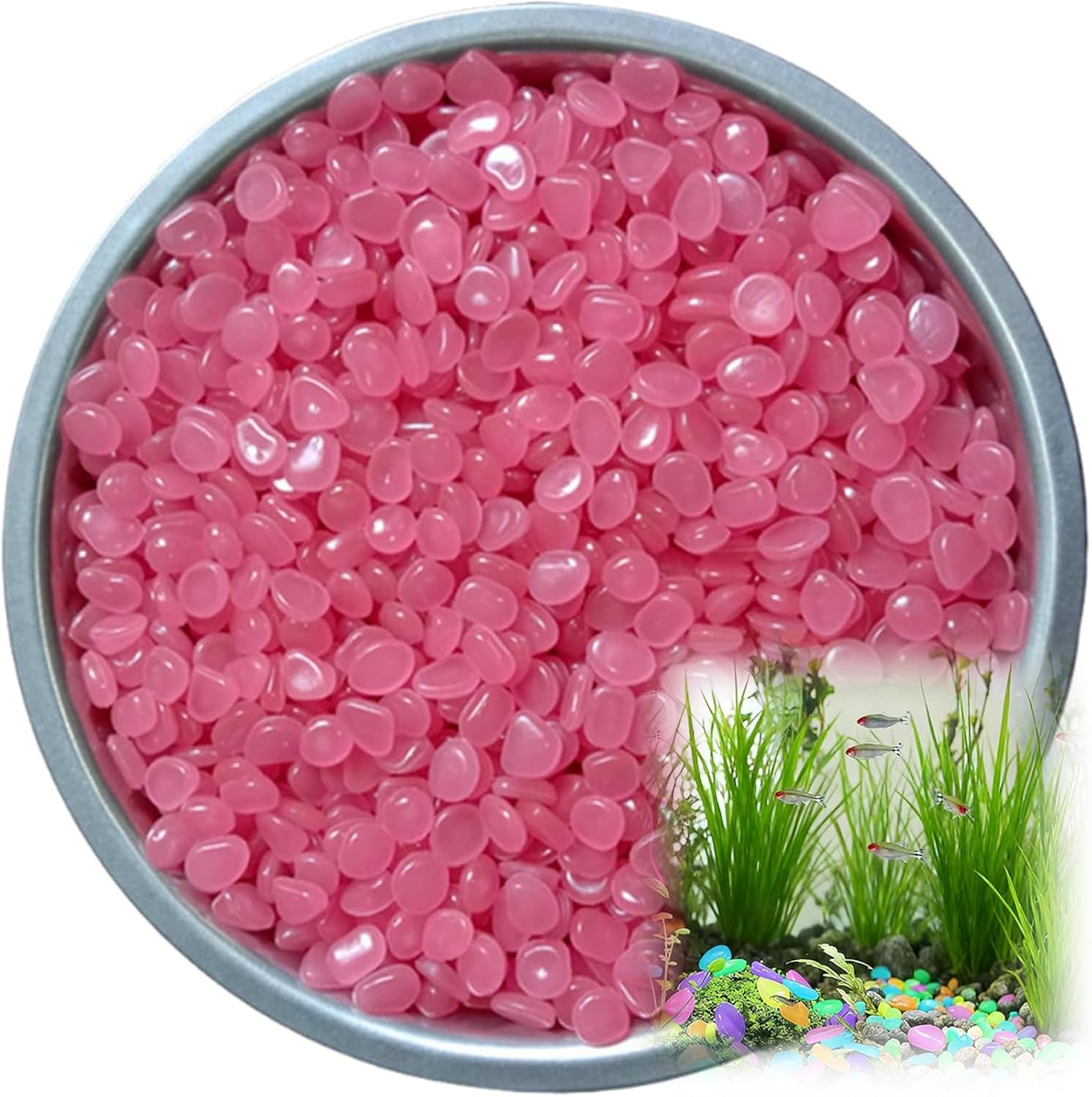 1000PCS Mixed Color Glow in the Dark Pebbles, Luminous Glow Rocks for Aquarium Fish Tank Garden Path Patio Terrace Lawn Yard Decor (Blue 1000PCS)