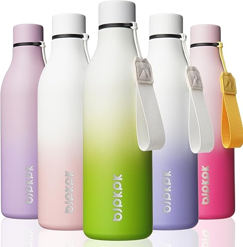 Miniatura 57 de BJPKPK - Botellas de agua aisladas, 25 onzas, de acero inoxidable con correa, botellas, tazas, frascos sin BPA, a prueba de fugas, frascos térmicos