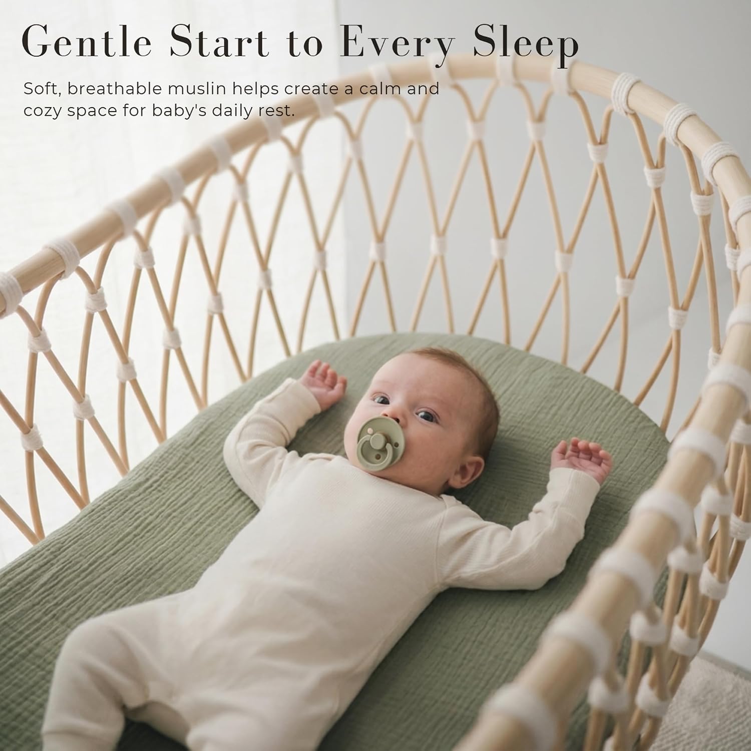 MairMore 3 Pack Muslin Bassinet Sheets for Babies, Soft & Breathable 100% Cotton Fitted Sheets for Oval, Rectangle, Hourglass Bassinet Mattress Pads (Green Chessboard)