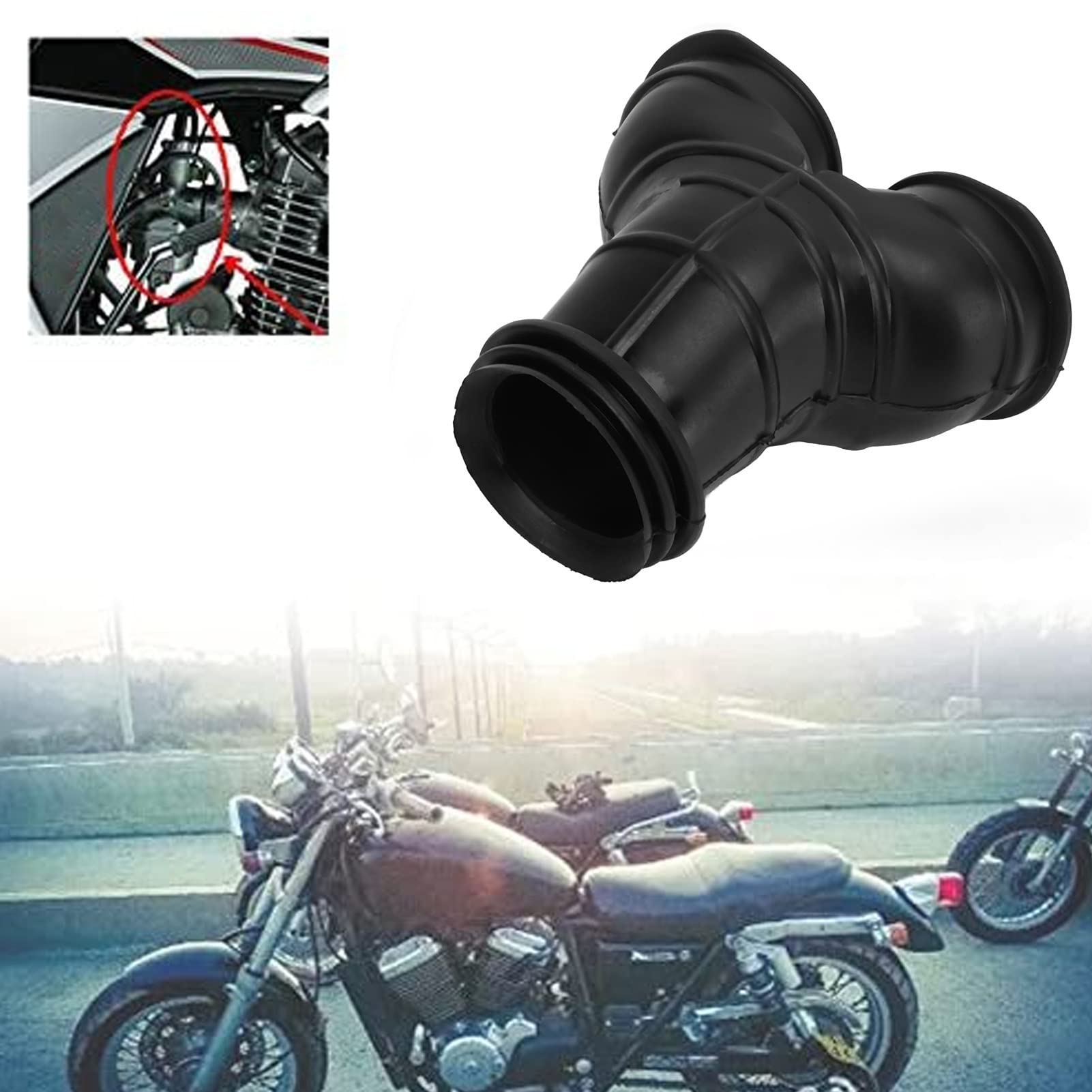 Adapter Dolotowy Gaźnika, Kolektor Dolotowy Gaźnika Podwójny Adapter do Butli Wlotowej Gumowy Zamiennik do Rebel CMX250 LUB CA250 Akcesoria do gaźników