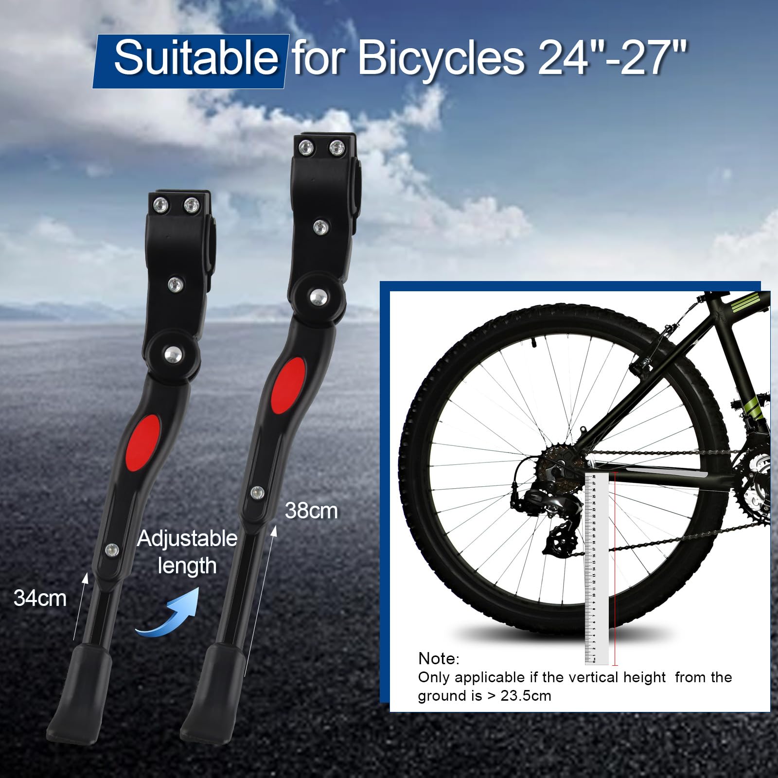 CIYIN Cavalletto Bici, Rastrelliera Biciclette, Universale, Piedino in Gomma Antiscivolo, Cavalletto per Bici in Alluminio Regolabile per 20"-27" Bici, BMX, MTB