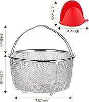 Vista 2 de Cesta de vapor de acero inoxidable, cesta de vapor para verduras para olla instantánea, accesorios de 6 u 8 cuartos de galón, inserto instantáneo