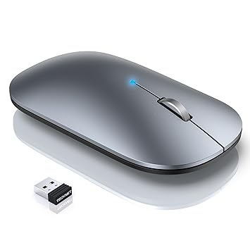 TECKNET Bluetooth Mouse, Slim Silent Rechargeable Wireless Mouse Bluetooth 5.0/3.0 2.4G Portable Optical Cordless Mice with USB Receiver 4 Adjustable DPI for MacBook iPad Windows Computer Laptop PC