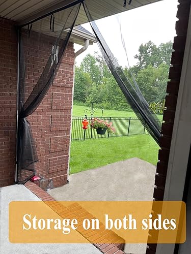 Miniatura 7 de Pantalla magnética para puerta de garaje de 10 x 9 pies, cortinas de pantalla manos libres, cierre de cubierta retráctil de fibra de vidrio para