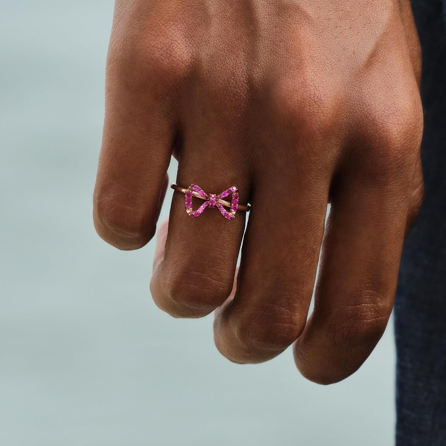 STORYJEWELLERY Bow Ring, Pink Ring, Bow Jewelry, Rose Gold Plated Statement Rings for Women, Cute Midi & Index Finger Rings, Unique Preppy Jewelry, Gifts for Her - Image 2