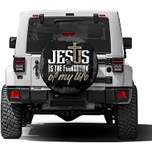 Jesus Spare Tire Cover with Backup Camera Hole Wheel Tire Cover Fit Trailer, RV, SUV and Many Vehicle 17inch