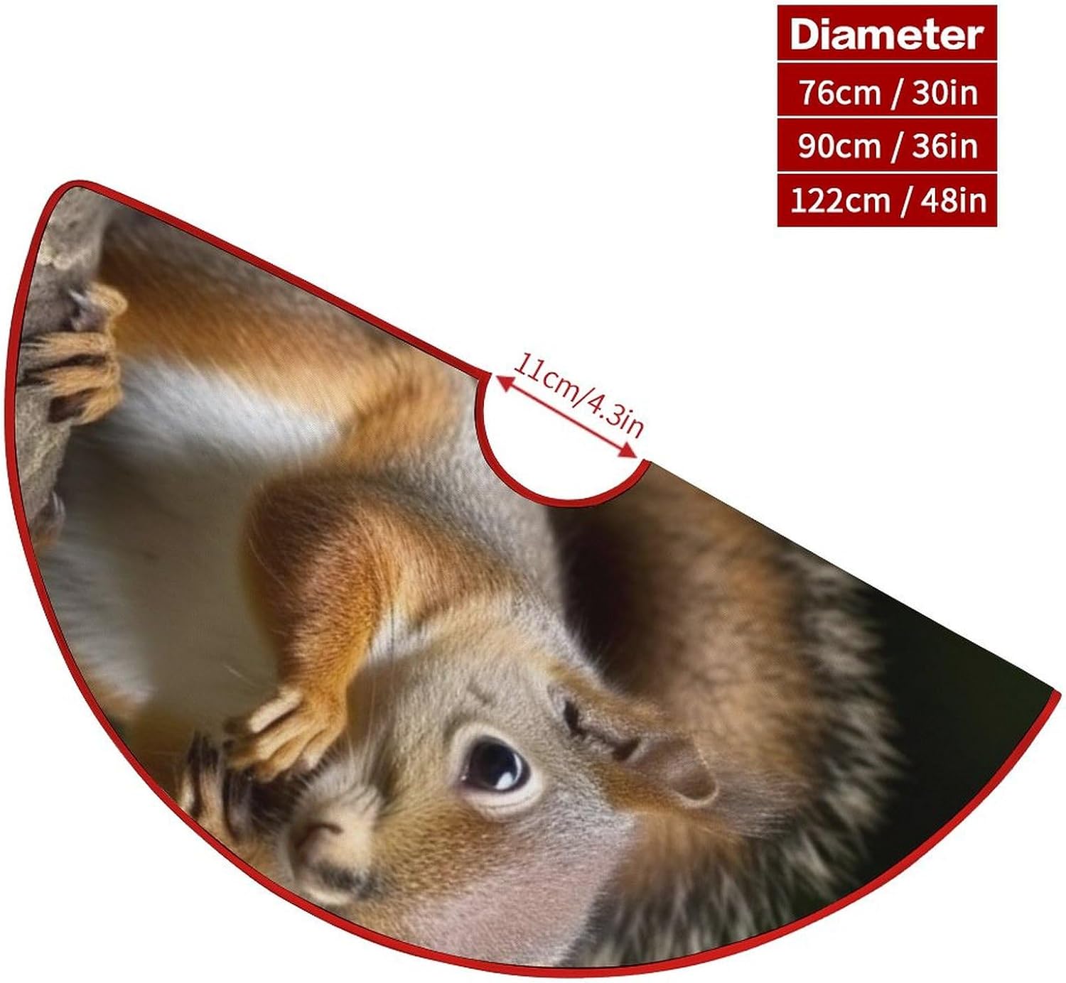 Christmas Tree Skirt 36 Inch Squirrel Animal Xmas Tree Skirt Ornament Christmas Tree Collar for Merry Christmas Party Winter Holiday Christmas Tree Mat Decoration