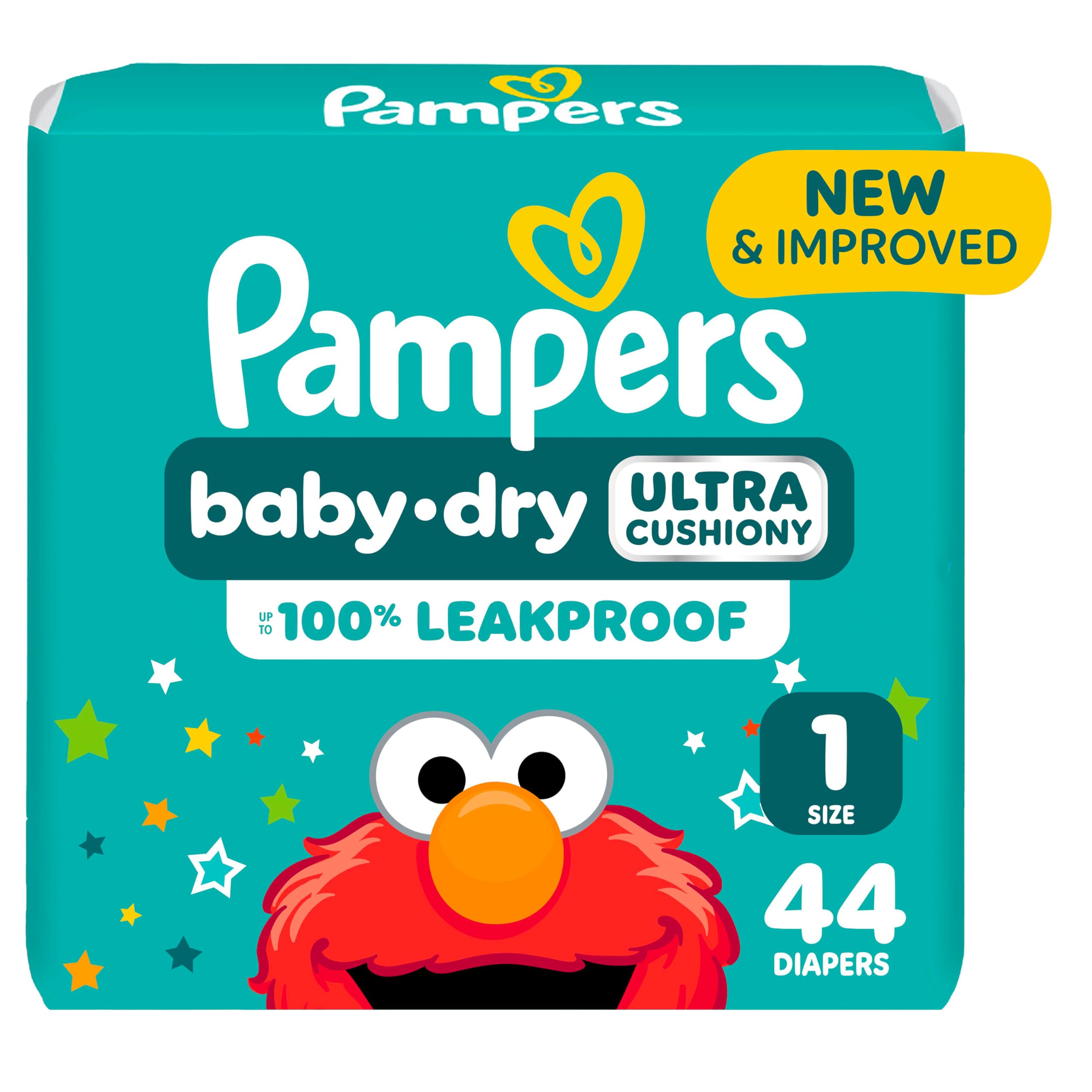 Pampers Diapers - Baby Dry - Size 1, 44 Count, Absorbent Disposable Infant Diaper (Packaging May Vary)