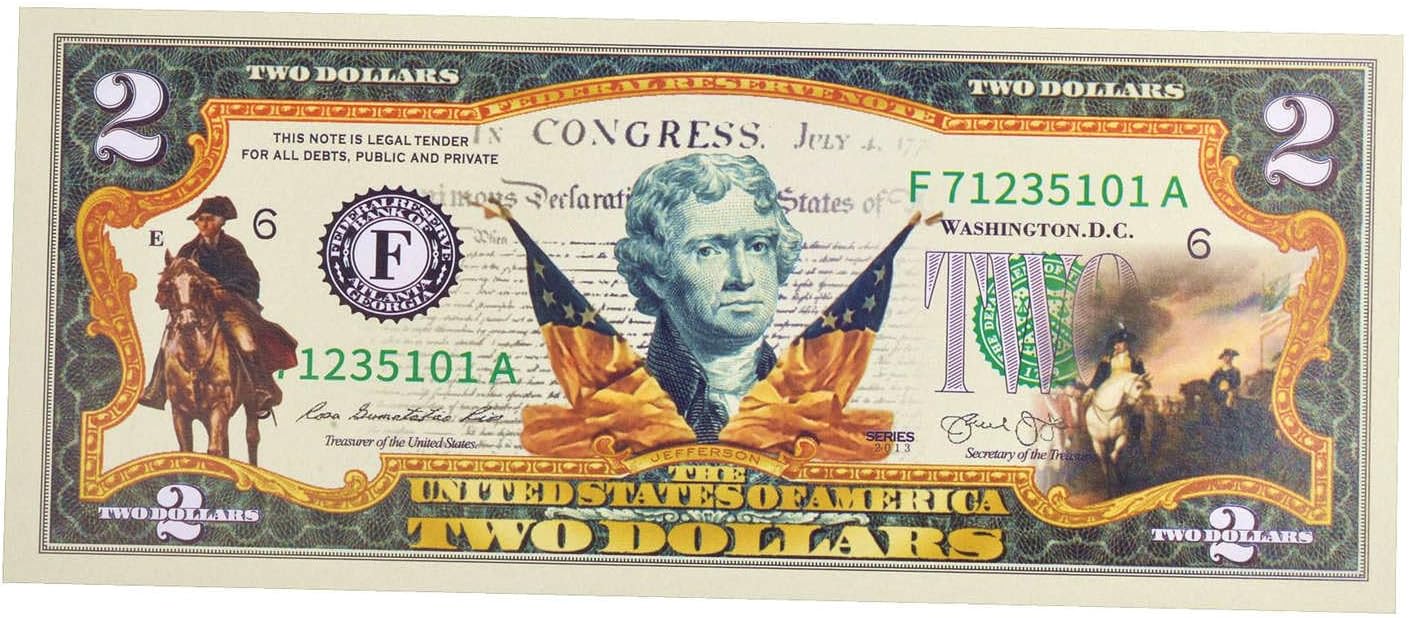 250th Anniversary Collectible $2 Bill | Independence Day 2 Dollar Bill Uncirculated Commemorative Coin Declaration of Independence - Image 3