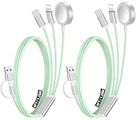 Vista 12 de Paquete de 1 cable de carga múltiple para artículos esenciales de viaje, cargador de Apple Watch, cargador de iPhone, [3 en 2] cable tipo Gris