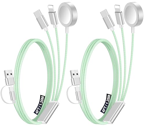 Miniatura 12 de Paquete de 1 cable de carga múltiple para artículos esenciales de viaje, cargador de Apple Watch, cargador de iPhone, [3 en 2] cable tipo Gris,Negro