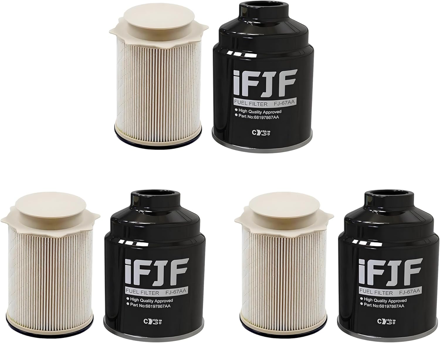 iFJF Fuel Filter Water Separator Replacement for Ram 6.7L 2013-2018 2500 3500 4500 5500 Diesel Engines Replaces 68197867AA 68157291AA FS53000(3Pcs)