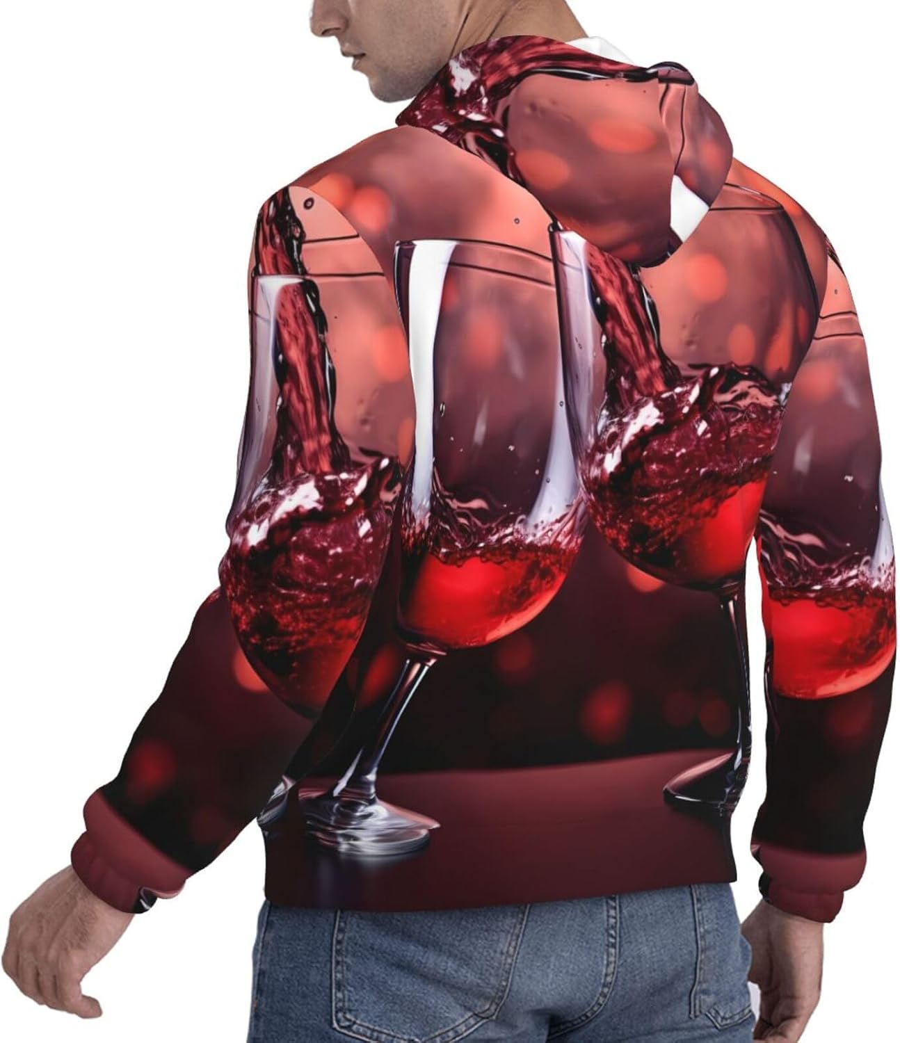 Red Wine Glass Cheers Print Men'S Hoodie Novelty Hoodies 3d Printed Hooded