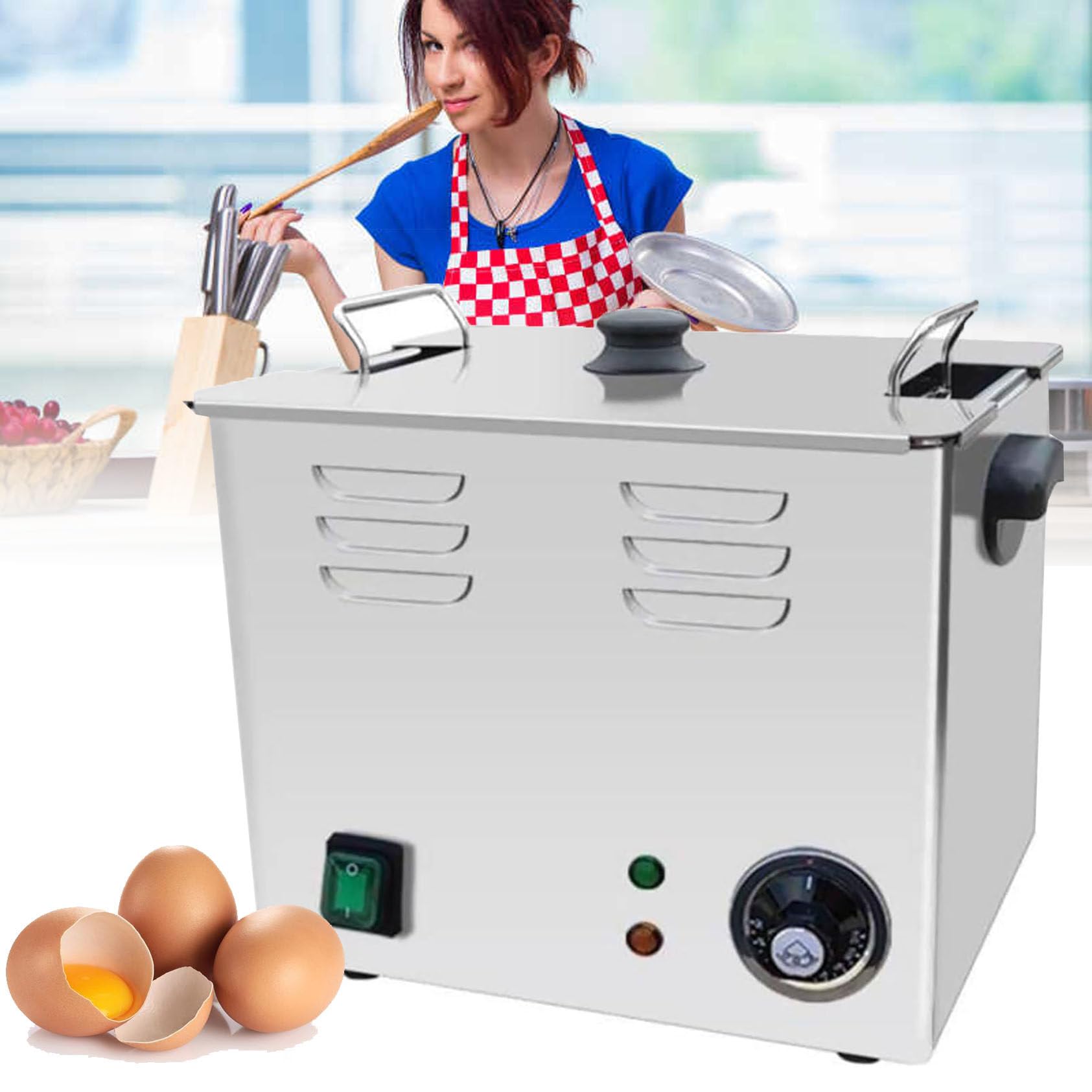 Commercial Egg Boiler Machine, Compact Electric Egg Cooker Boiler, Egg Cooker for Up to 60 Eggs, 2600W, Temperature Control Range: 30-110°C, Electric Stainless Steel,
