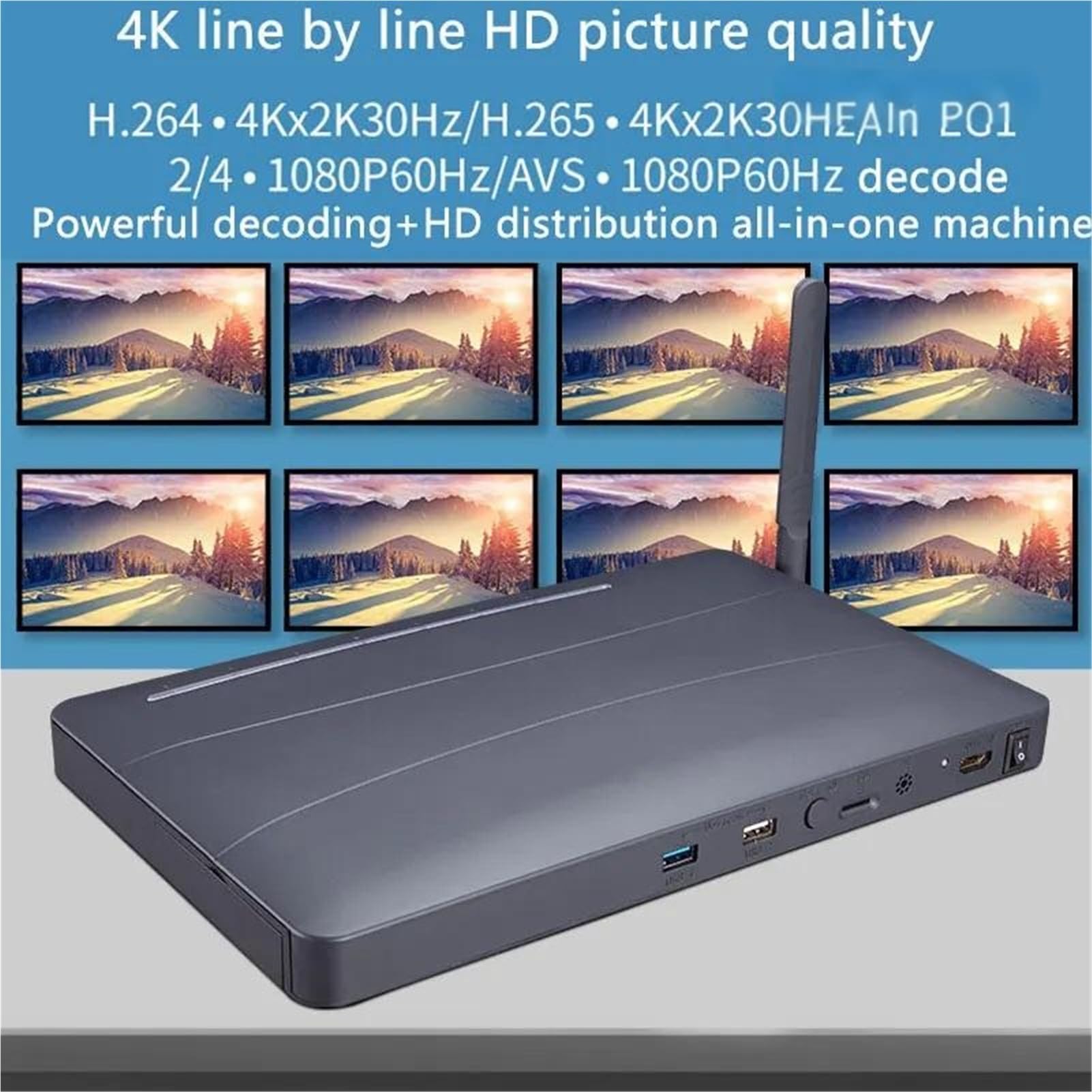 Reproductor de Video Multimedia HD 4K 8 vías, Compatible con HDMI, Reproductor Disco Duro for TV 4, Pulgadas, Caja fácil de operar