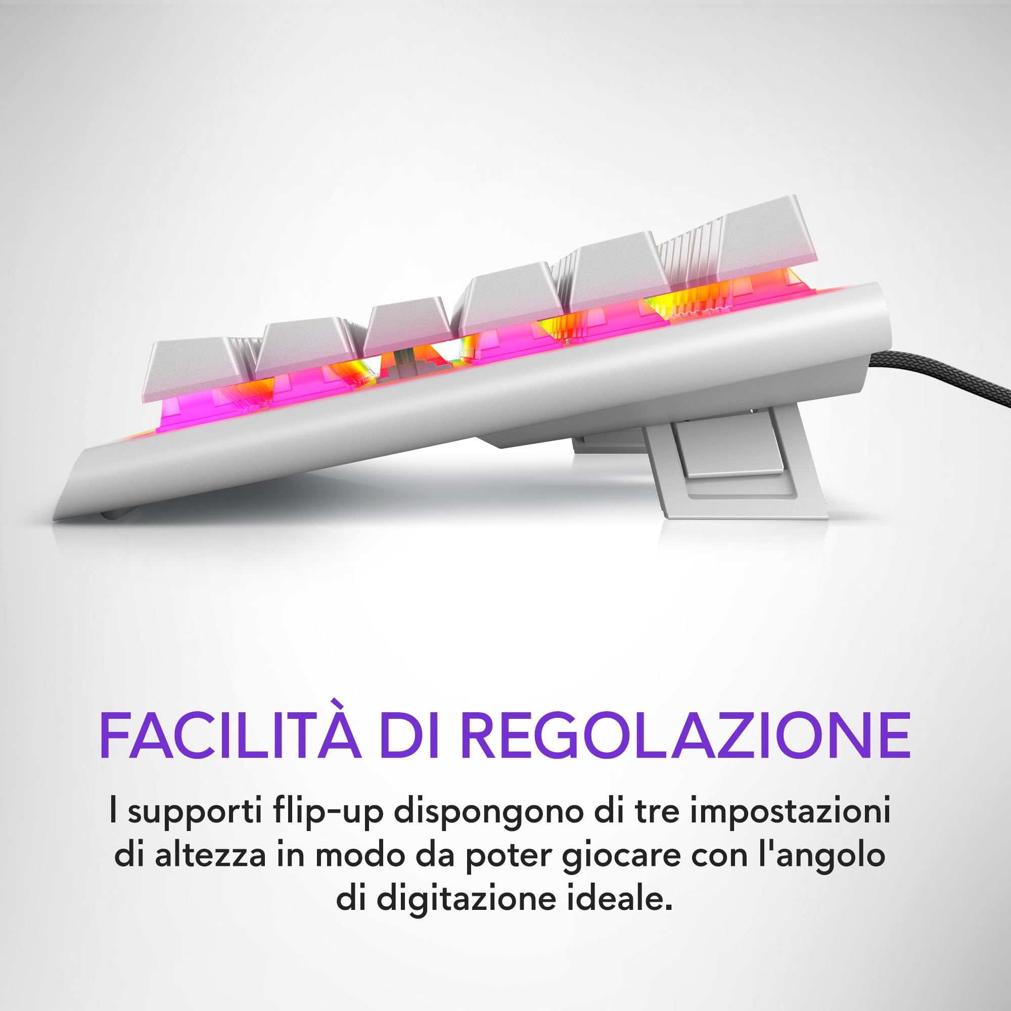 Alienware AW420K Tastiera Gaming senza Tastierino Numerico, Design Compatto, Switch CHERRY MX Red, USB, Anti-Ghosting, N-Key Rollover, Retroilluminazione AlienFX RGB, Tastiera Italiana - Lunar Light