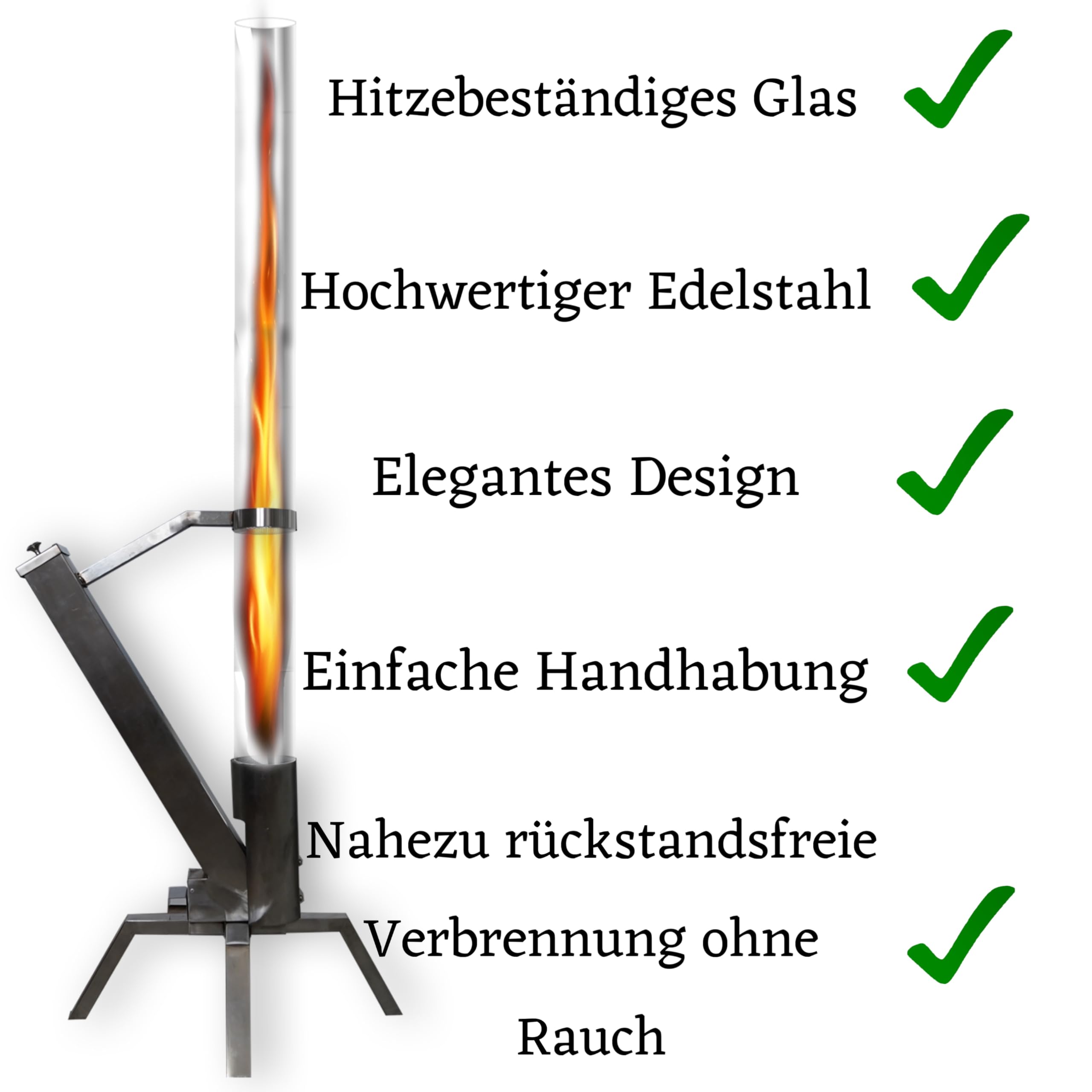 Feuerrohr Edelstahl Feuersäule Pelletfackel Gartenkamin für Terrasse