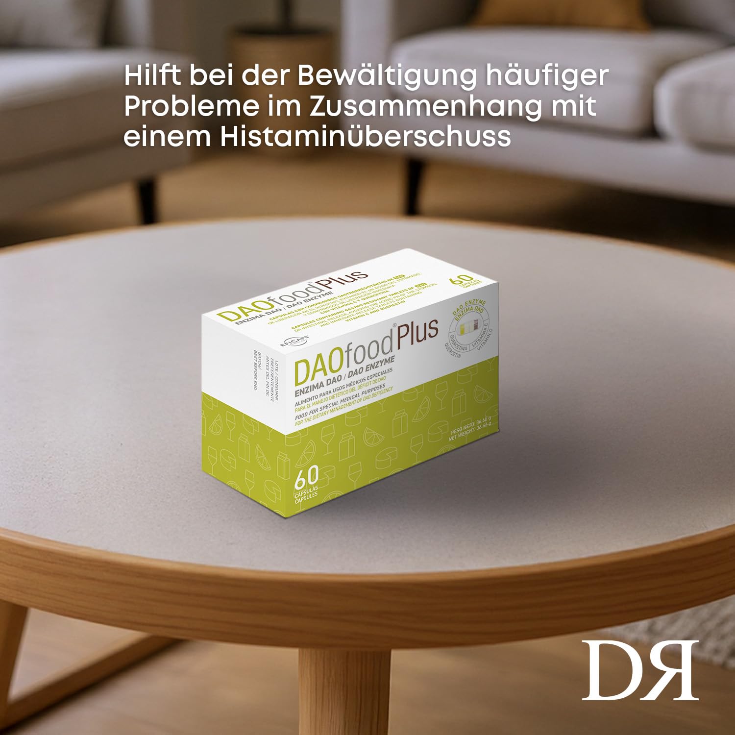 DR Healthcare - DAOfood Plus - DAO-Enzym - Quercetin und Vitamin C - Trägt zum Gleichgewicht der Nahrungsmittelhistamin bei - 60 Kapseln mit magensaftresistenten DAO-Mini-Tabletten