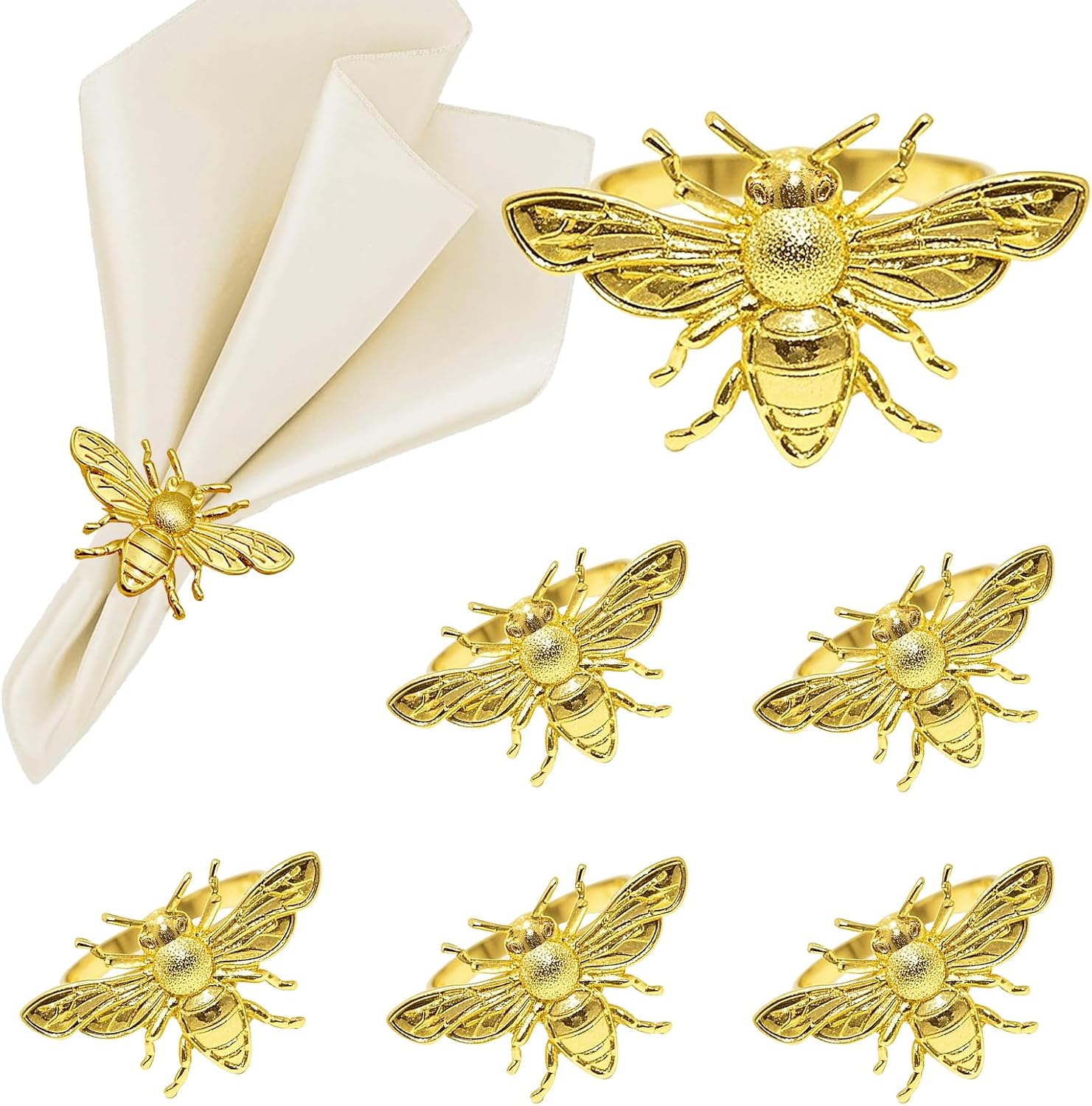 Bee Napkin Rings Set of 6 for Fall Party Halloween Table Decor