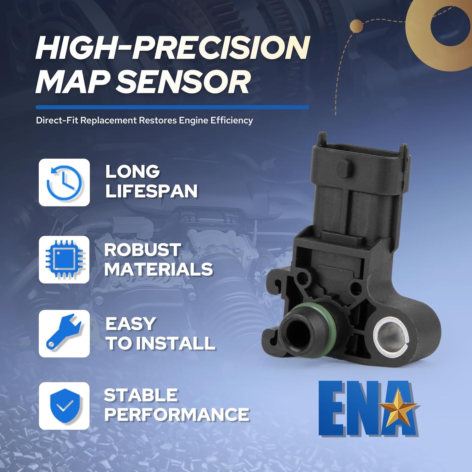 ENA Manifold Absolute Pressure Sensor Compatible with 2009 2010 2012 2013 2014 2015 Chevy Chevrolet Cadillac Corvette Camaro CTS Replacement for AS427 12592525