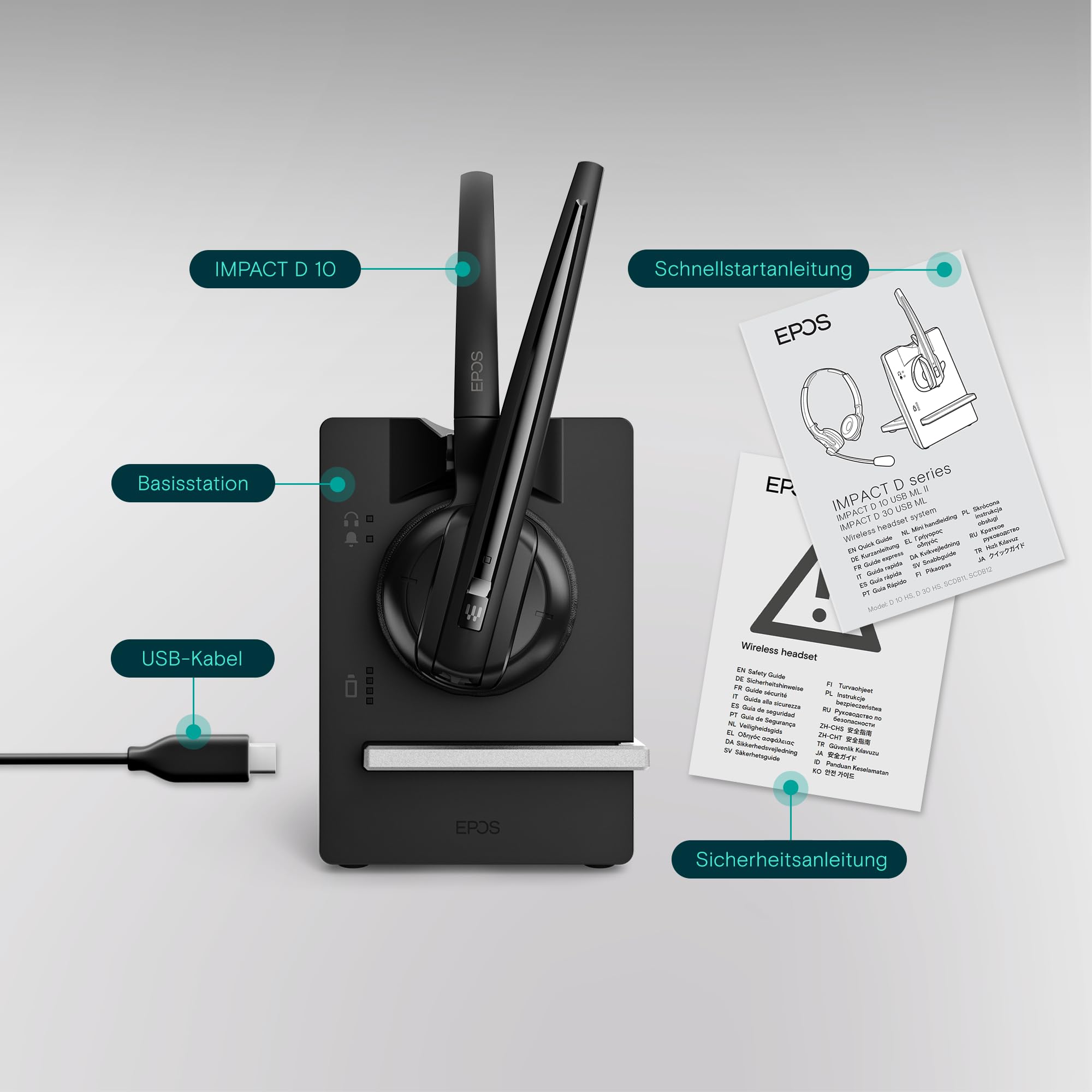 EPOS Impact D 10 Phone II - EU II - Kabelloses DECT-Headset für Tischtelefone, Geräuschunterdrückend, Mehrere Tragestile, Lange Akkulaufzeit, ActiveGard, Ideal für Büroprofis