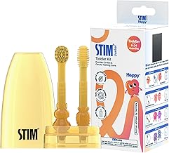 STIM Junior Toddler Kit | 2 in 1 Toothbrush & Tongue Brush | BPA Free Silicone Bristle | 6 to 24 Months | Protective Case | Muslin Cloth | Safe & Baby Friendly | Great For Massaging & Cleaning Gums
