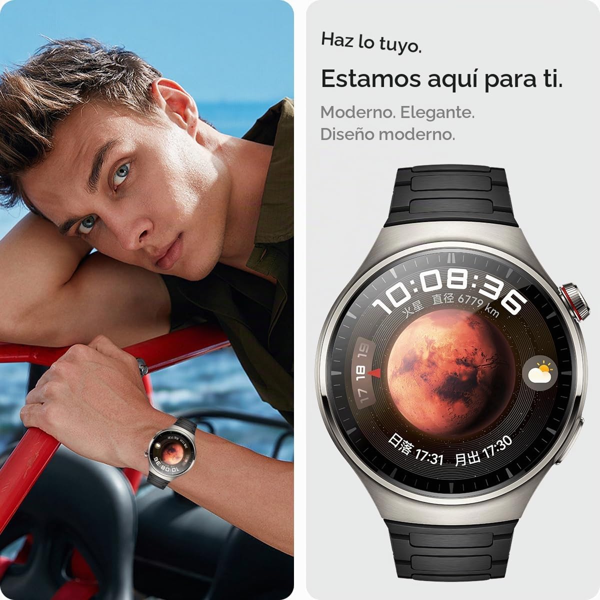 Miimall Correa de Acero Titanio para Huawei Watch 4 Pro Elite, Ultimate Design, GT4 - Ajustable y de Metal
