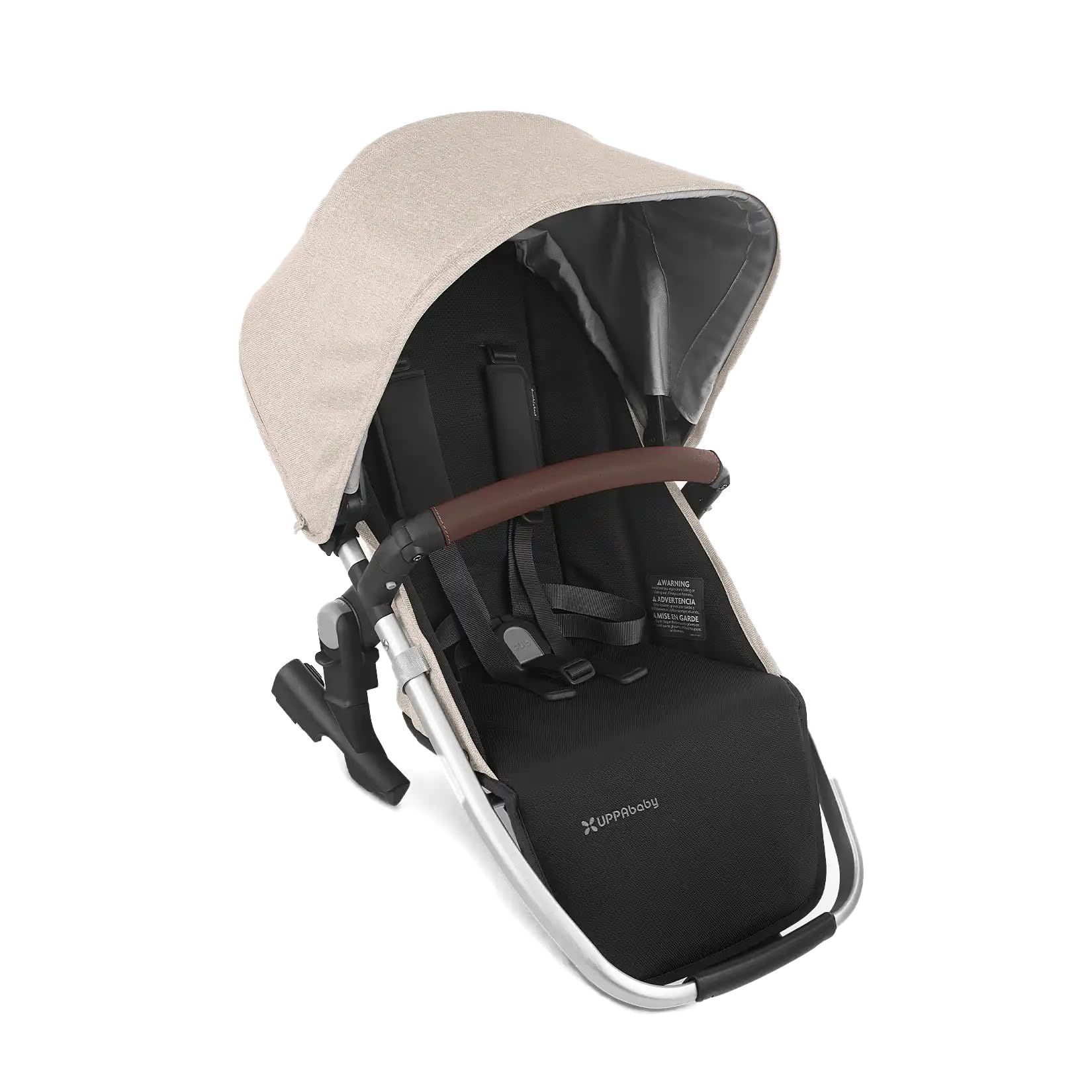UPPAbabyRumbleSeat V2 Multi-Position Stroller Seat – Declan – Oat Mélange with Silver Frame and Chestnut Leather – Parent/Forward-Facing, Recline, UPF 50+ Canopy