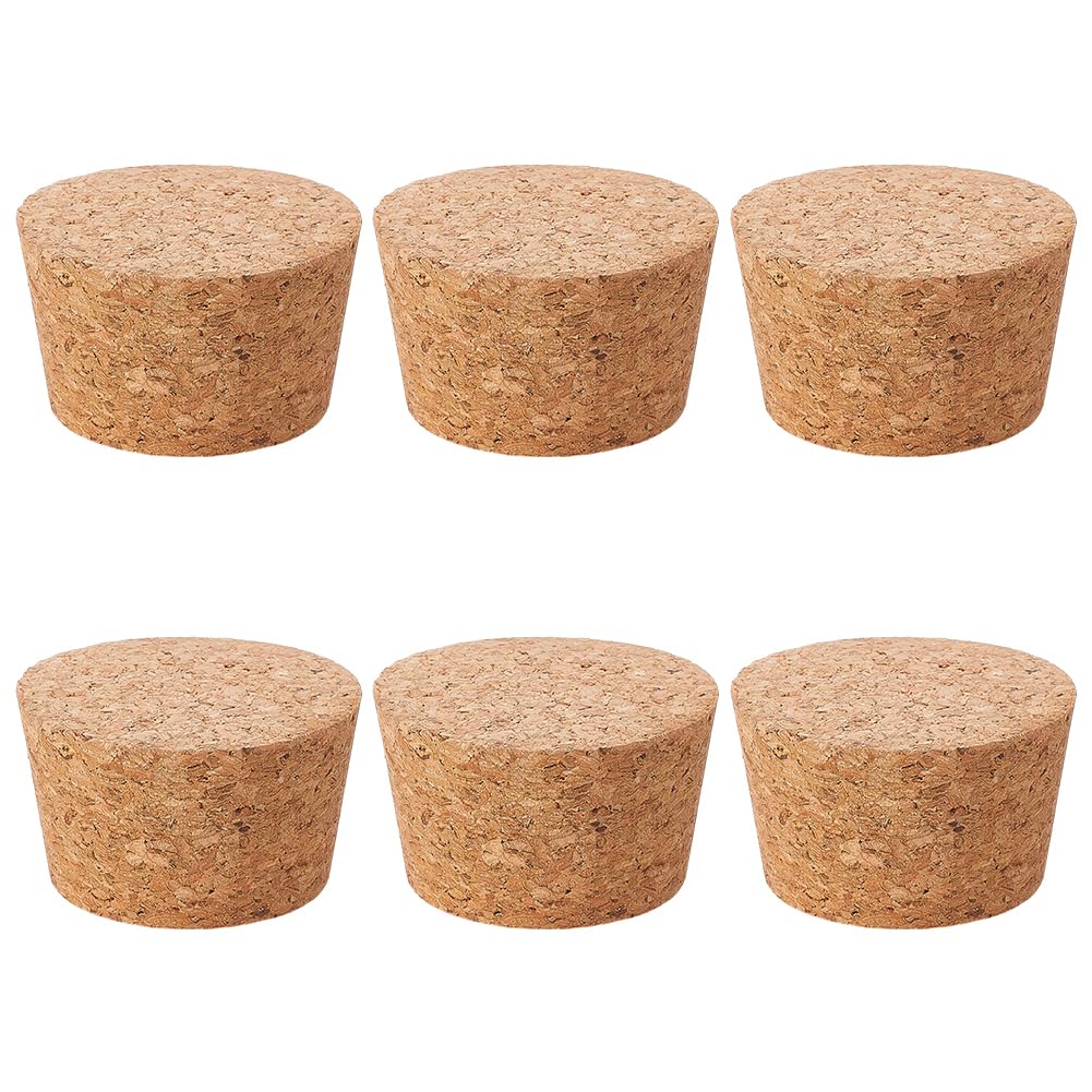 OLYCRAFT 6 Pcs Natural Cork Stoppers 49~59mm Natural Soft Wood Corks 35mm Thick Bottle Stopper Replacement Tapered Wooden Wine Stoppers Tapered Cork Plugs for Wine Making Craft