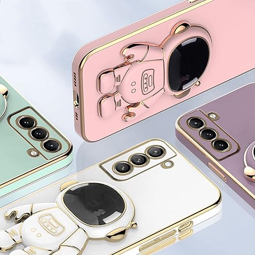 Miniatura 6 de COOWEEK Funda con soporte oculto de astronauta chapado en 6D para Samsung Galaxy S21 Ultra 5G, bonita funda soporte bidireccional, funda suave de