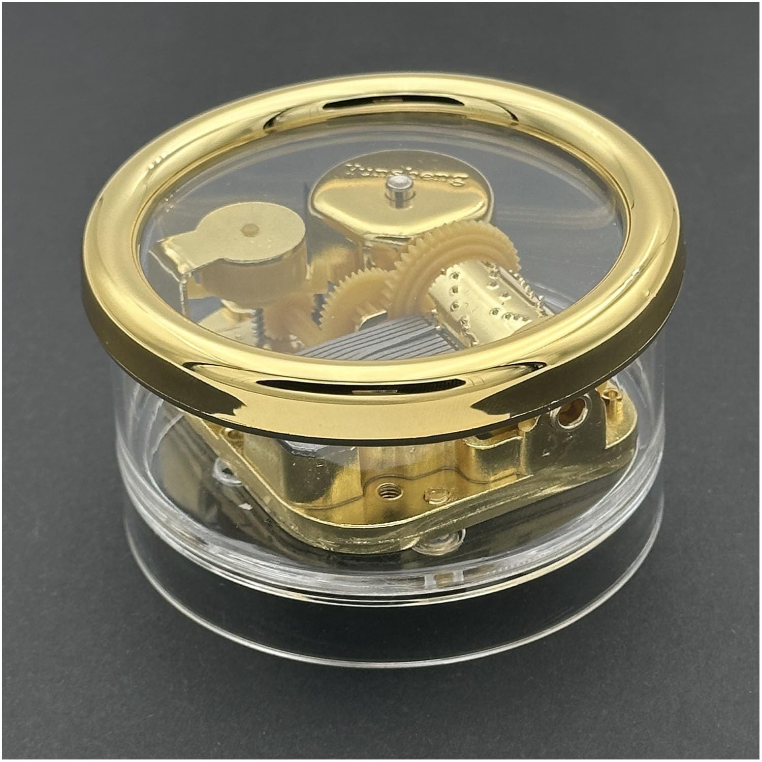 Pursuestar Edelweiss Wind Up Music Box, Round Acrylic Gold Musical Box for Mom/Dad/Daughter/Son - Unique Best Gifts for Birthday Christmas Wedding Mother's Day