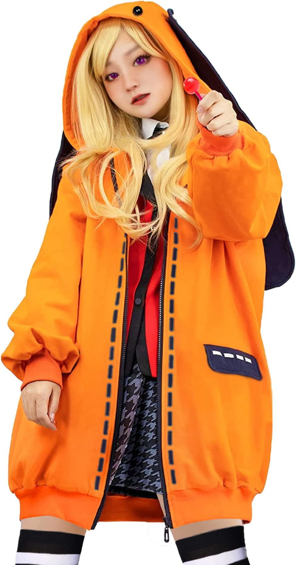 Anime Runa Cosplay Costume Bunny Ears Hoodie Hooded Jacket Coat Women Girl