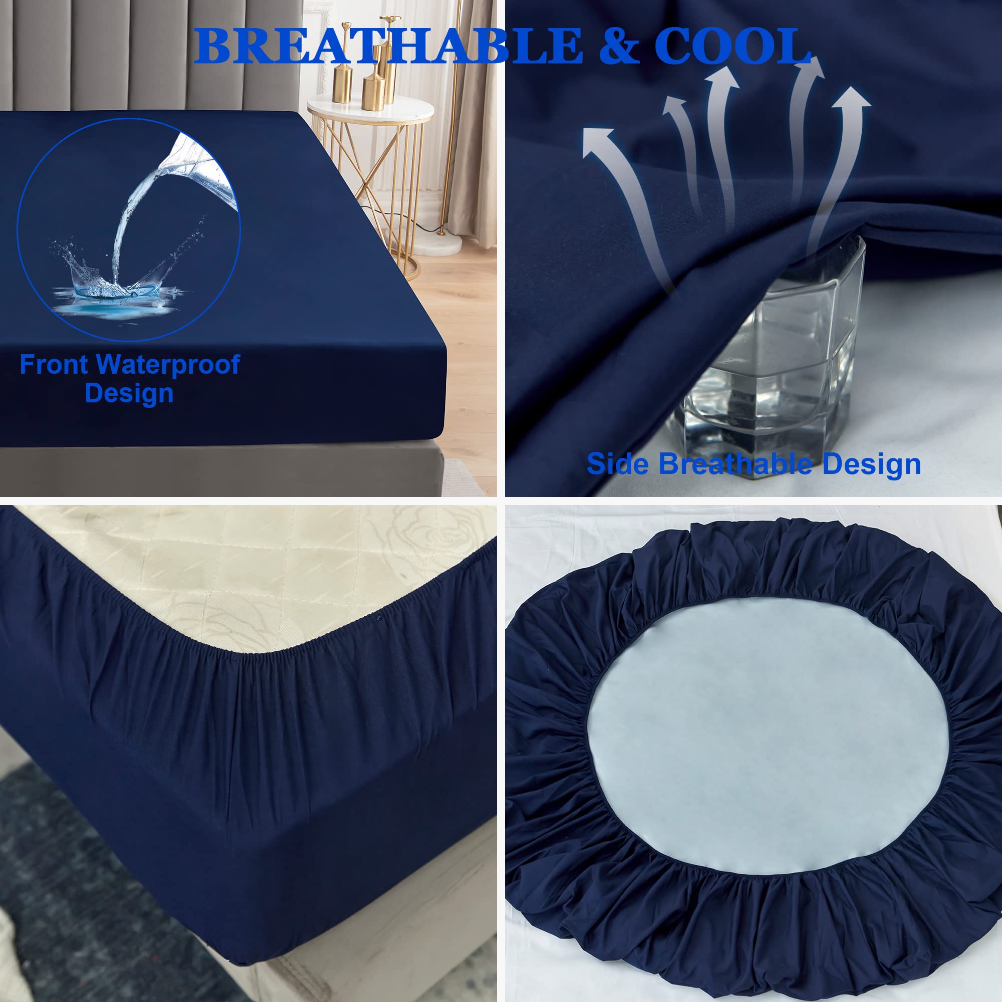 Lot De 2 Protège-matelas Imperméables Sufdari, 90x200 Cm, Respirant Et Doux, Protection Contre L'humidité, Cyan