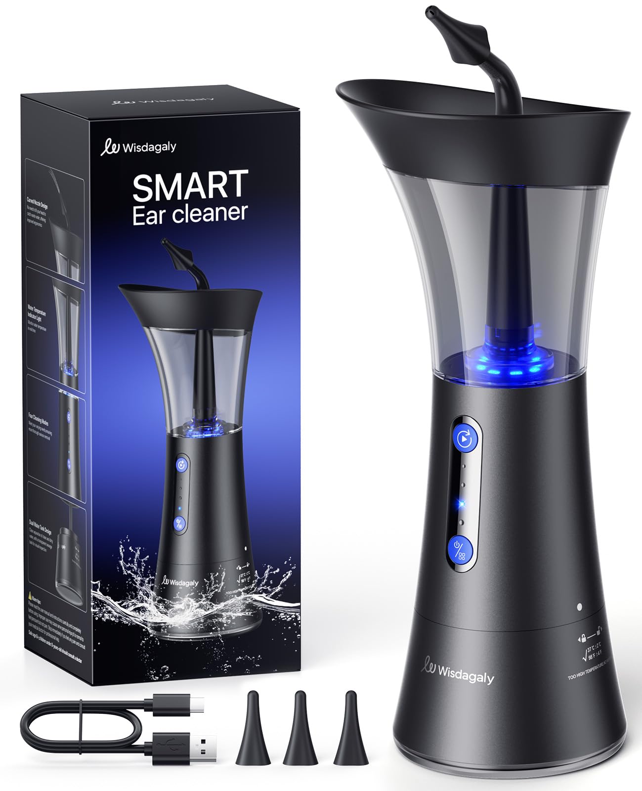 Ear Wax Removal, Upgraded Ear Cleaner with Dual Water Tank, Ear Cleaning Kit with Water Temperature Sensor Effective & Safe Ear Wax Removal Kit, lPX6