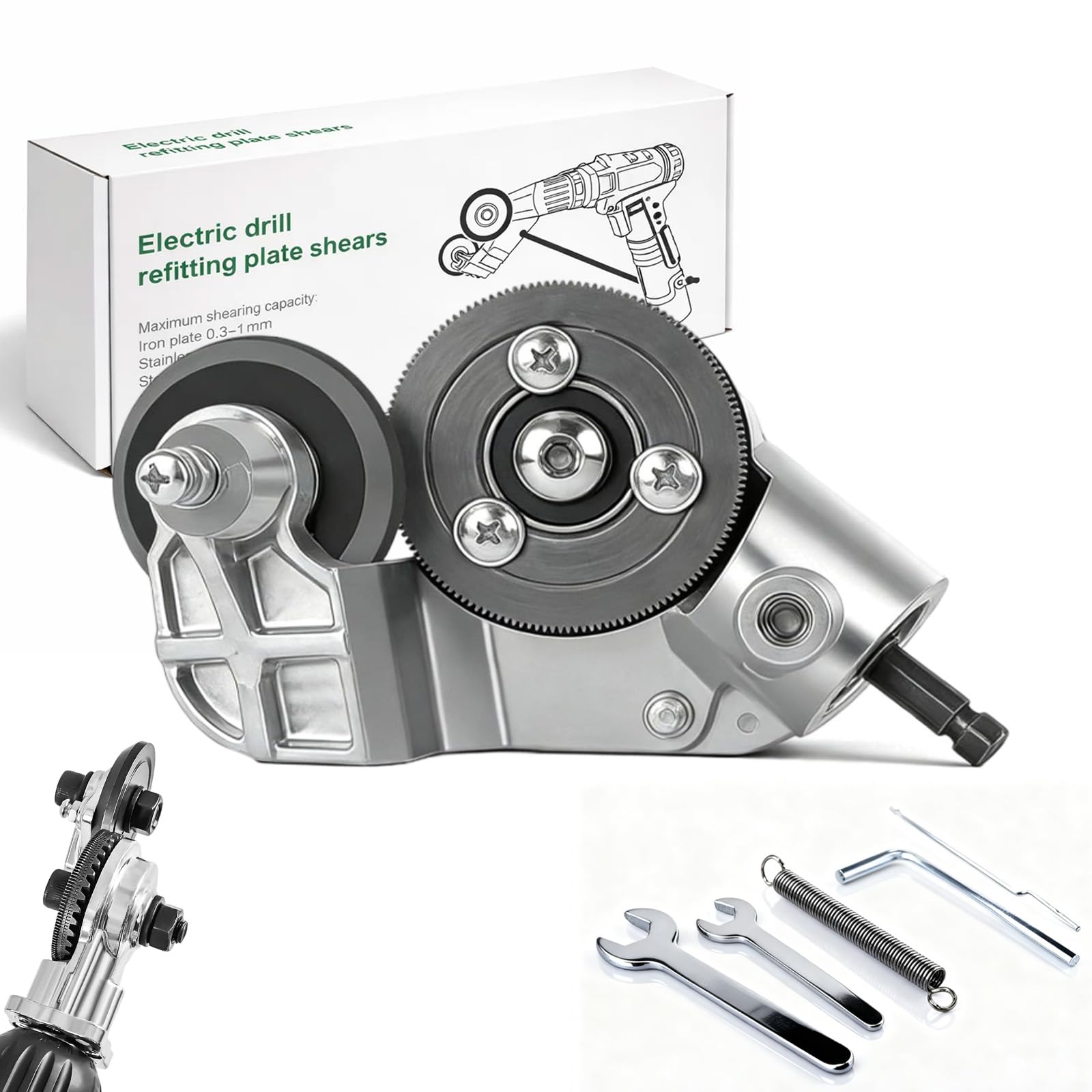 Titanium Drill Nibbler Metal Cutting Tool, New Electric Drill Plate Cutter with Adapter, Sheet Metal Nibbler Drills Attachment for Cutting Iron, White Sheet, Steel, Copper, Aluminum and Tin (1 PC)