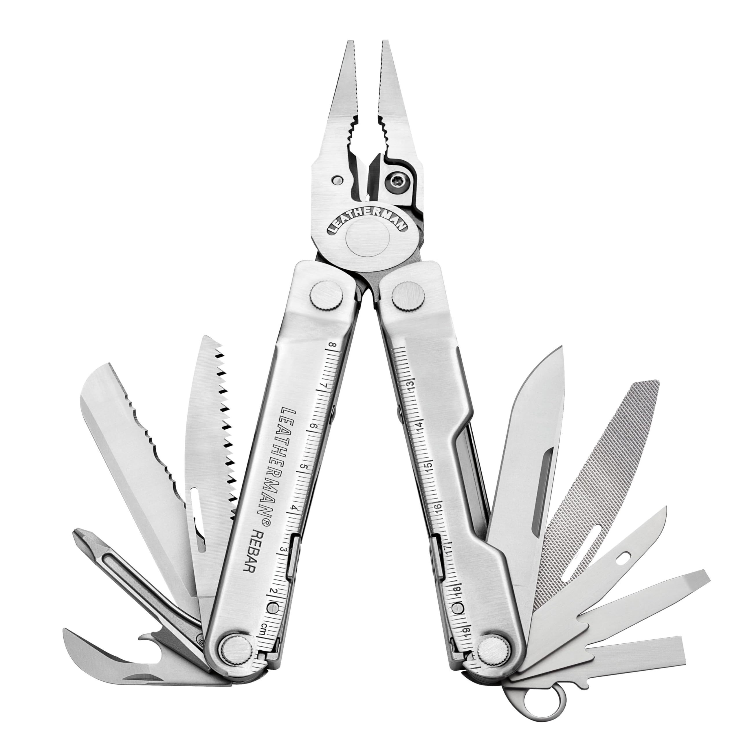 LEATHERMANRebar - Multi-tool with 17 all-locking tools built-in, multipurpose tool for DIY and camping, made in the USA with 100% stainless steel, in silver and a nylon holster