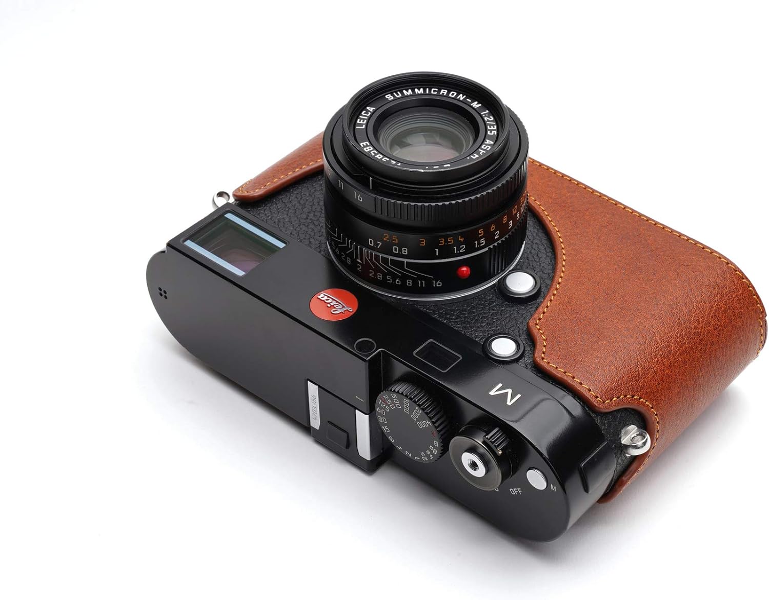 M Camera Case, Handmade Genuine Real Leather Half Camera Case Bag Cover for Leica M, M-P, Typ240, Typ246, M262, M-M, M240P Camera Bottom Opening Version + Hand Strap -Lava Brown
