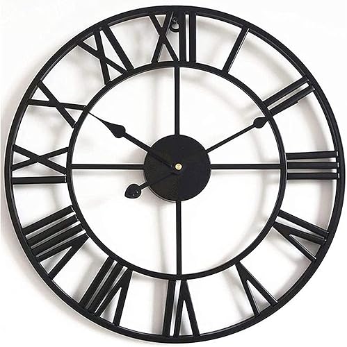 Reloj de pared, reloj para exteriores, reloj de jardín, reloj retro de metal con números romanos, reloj redondo de jardín al aire libre, reloj de