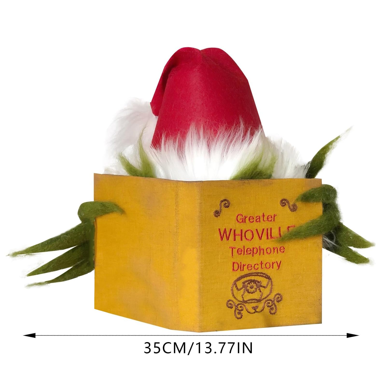 Christmas Tree Topper Classic Green Monster Hiding Behind Book Treetop Decoration for Christmas Tree Decorations Xmas Holiday Party Favor (Tree Toppers, 35cm)