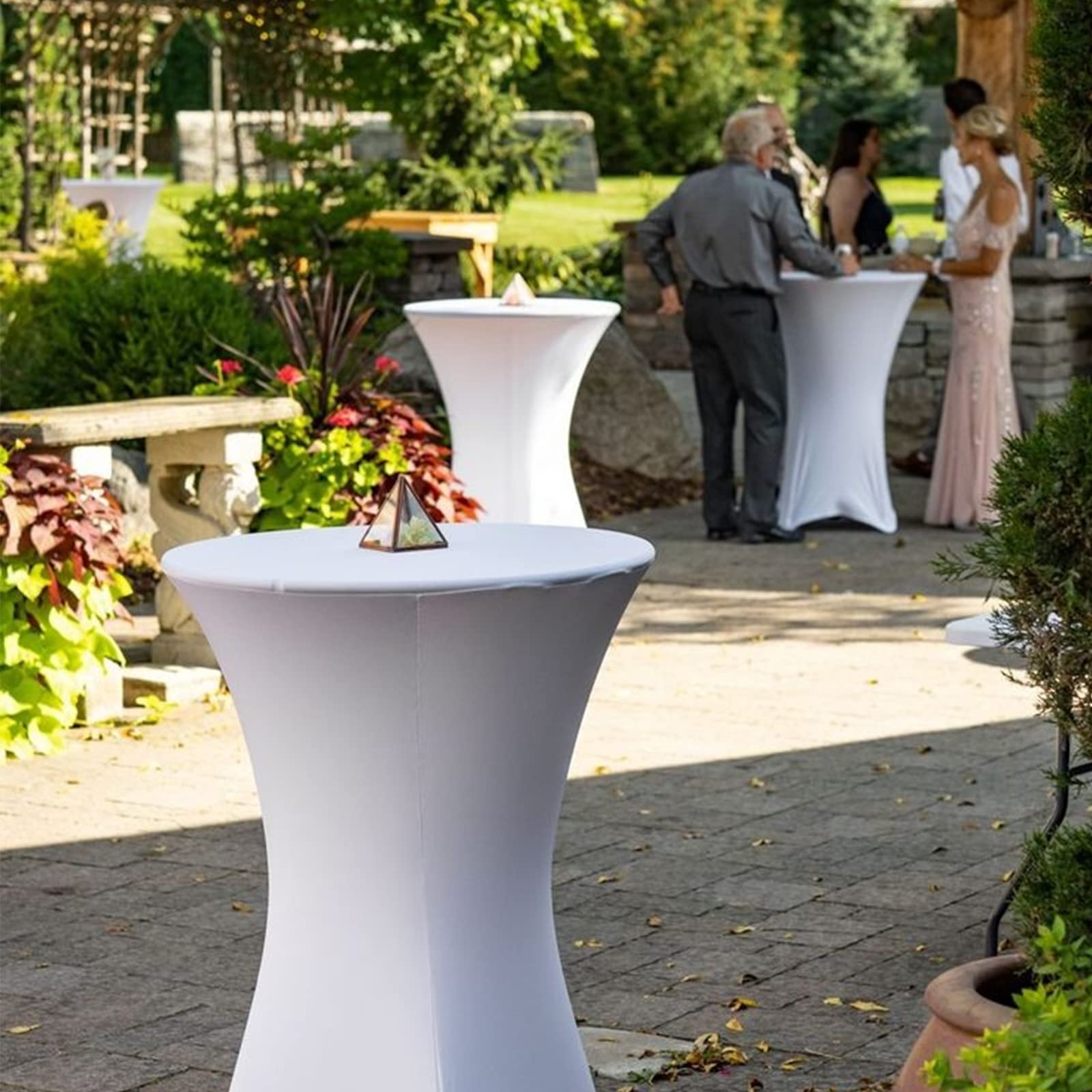 Pesonlook 3er-Set Stretch Stehtisch Husse für Bistrotisch Ø 80-85 cm Elegante,Verstärkung im Fußbereich,40°C Maschinenwäsche ，Stretch-Husse Weiß Hussen für Stehtische und Bistrotische（80×110cm,Weiß）