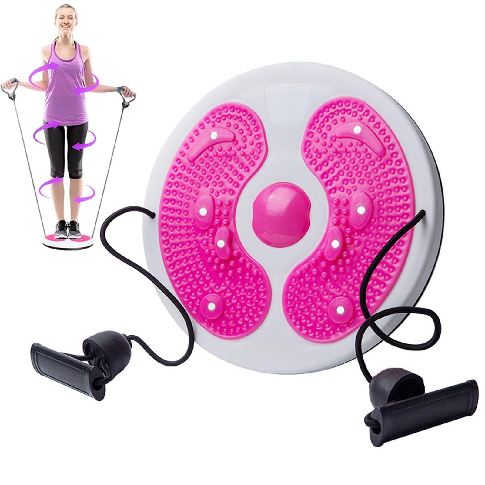 Pedana Rotante Fitness casa, Twist Waist Disc Balance Board con Coulisse, Wister in Vita con Coulisse, massaggiatore Fitness, Giradischi per la casaPink,One Size