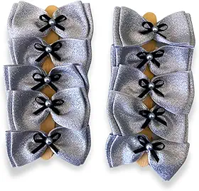 Laço Pet Luxo Sweet Silver Bow (Prata) – Pacote com 10 Unidades